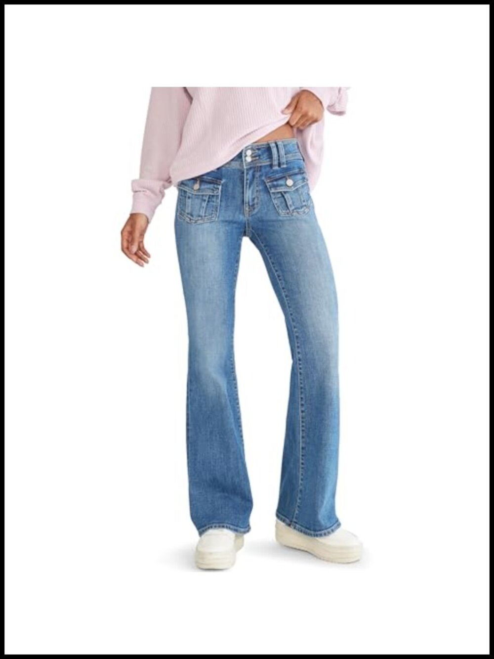 Women's Low Rise Flare Jeans Recycled Cotton Stretch Vintage Y2K Style